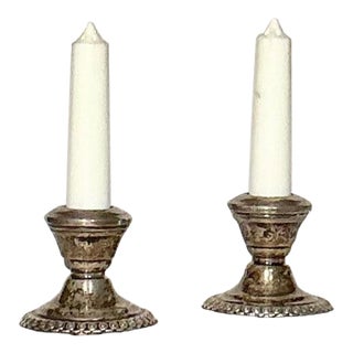 Pair La Pierre Sterling Silver Miniature Candlesticks Salt and Pepper Shakers, a Set For Sale