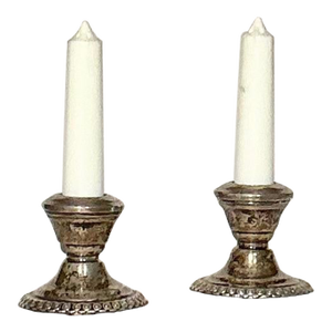 Pair La Pierre Sterling Silver Miniature Candlesticks Salt and Pepper Shakers, a Set