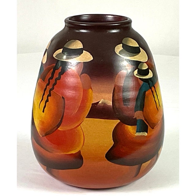 Mexican, Hand Painted, Folk Art Pottery Vase For Sale - Image 4 of 8