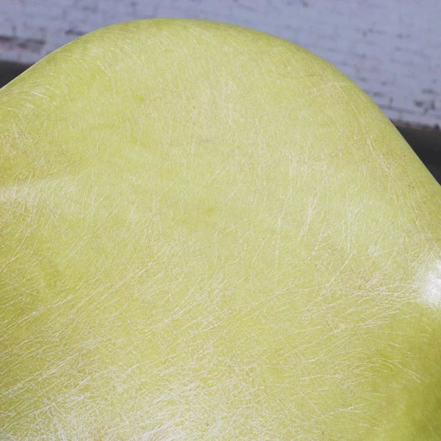 Vintage Mid Century Modern Eames Herman Miller Lax Fiberglass Arm Shell Chair X Base Zenith Rope Edge Yellow For Sale - Image 10 of 13