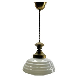 Art Nouveau Opaline Ceiling Lamp, 1930s For Sale