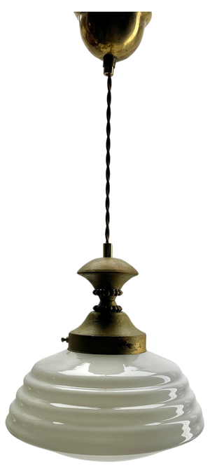 Art Nouveau Opaline Ceiling Lamp, 1930s