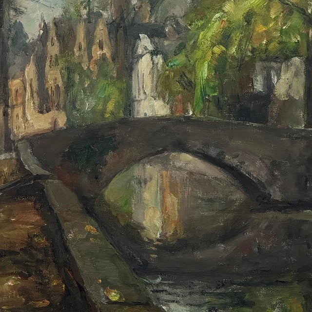 Framed Oil on Canvas by Léon Mechelaere (1880-1964) 'Pont De L’Hydromel' For Sale - Image 13 of 16