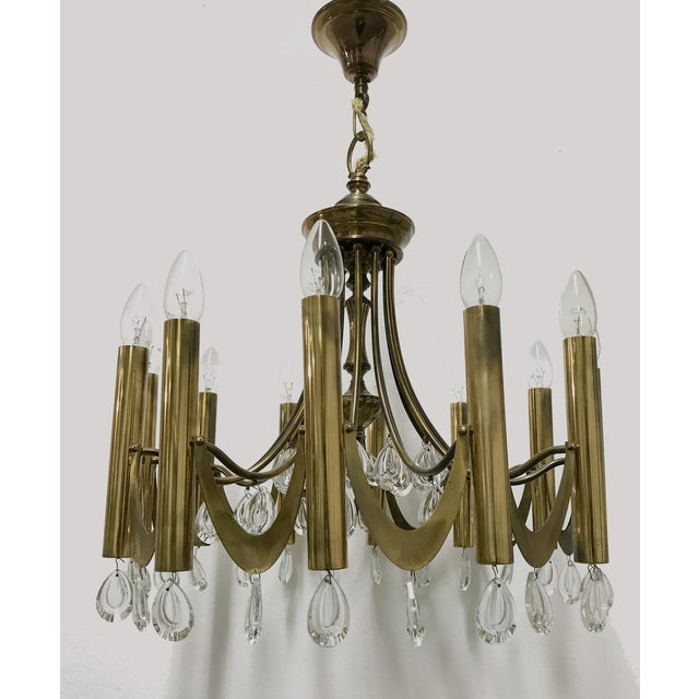 Copper Brass Chandelier attributed to Gaetano Sciolari, 1960s For Sale - Image 8 of 10