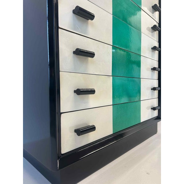 Black Lacquer & Parchment Chest of Drawers, 1950s For Sale - Image 4 of 8