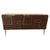 Contemporary Italian three-door sideboard handcrafted in 2026 with deep chocolate-brown glass, solid wood and polished...