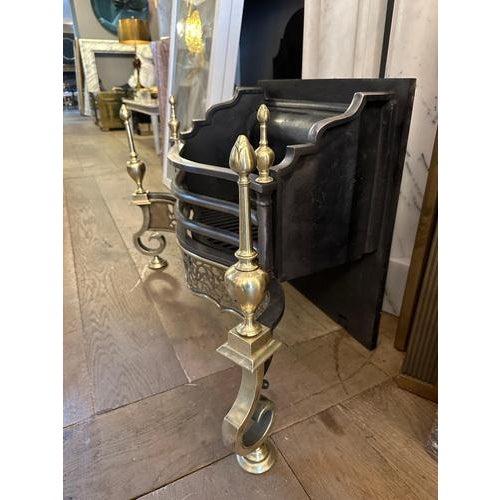 Antique English Regency Style Brass and Steel Fire Grate, 1880 For Sale - Image 6 of 14