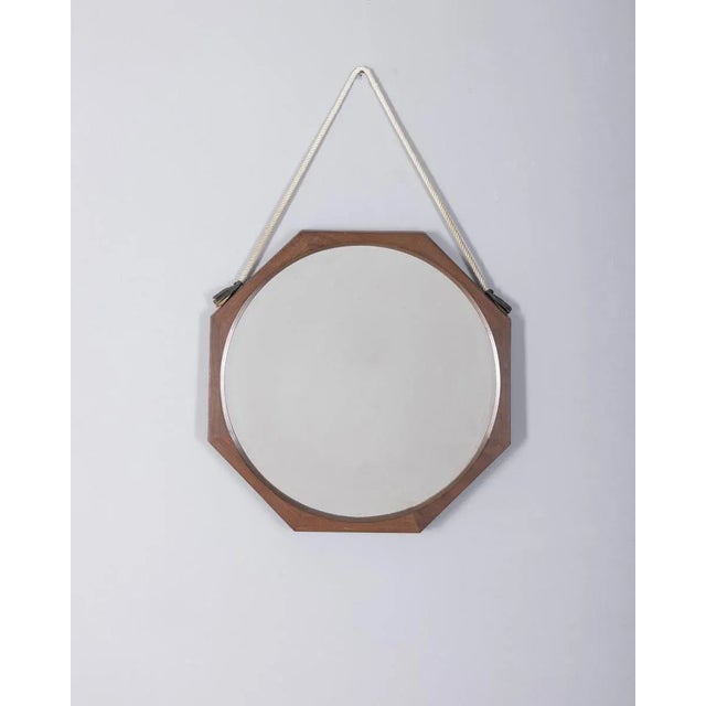 Brown Italian Wood and Rope Wall Mirror, 1960s For Sale - Image 8 of 8