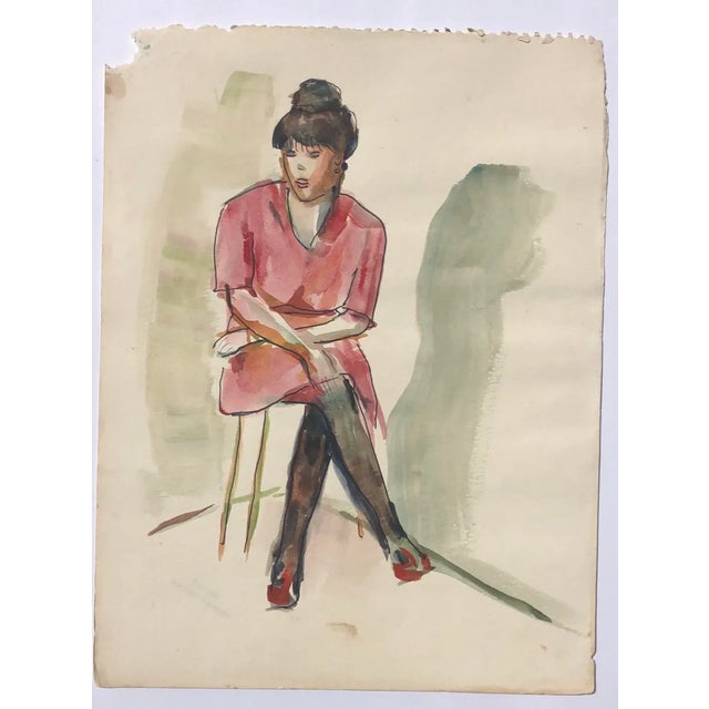 Watercolor by Pennsylvania artist Helena Krause Beacham (1900 - 1994). Unsigned with estate stamp on back.