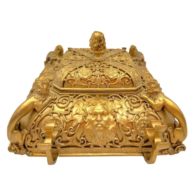Gold E.F. Caldwell Attributed Renaissance Revival Ormolu Inkwell, circa 1900 For Sale - Image 8 of 15