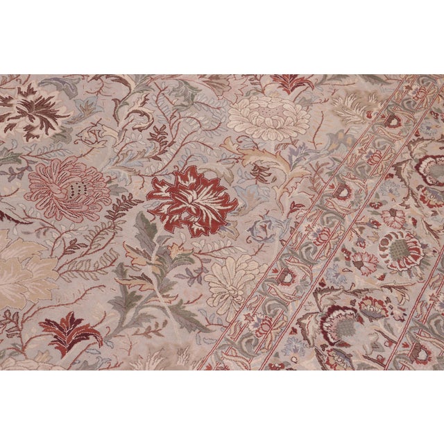 1990s Shabby Chic Pak-Persian Gray/Gray Wool Rug - 9'0'' X 12'1'' For Sale - Image 5 of 9