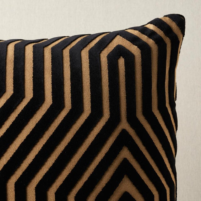 This pillow features Vanderbilt Velvet by Mary McDonald for Schumacher with a knife edge finish. A large-scale, linear...