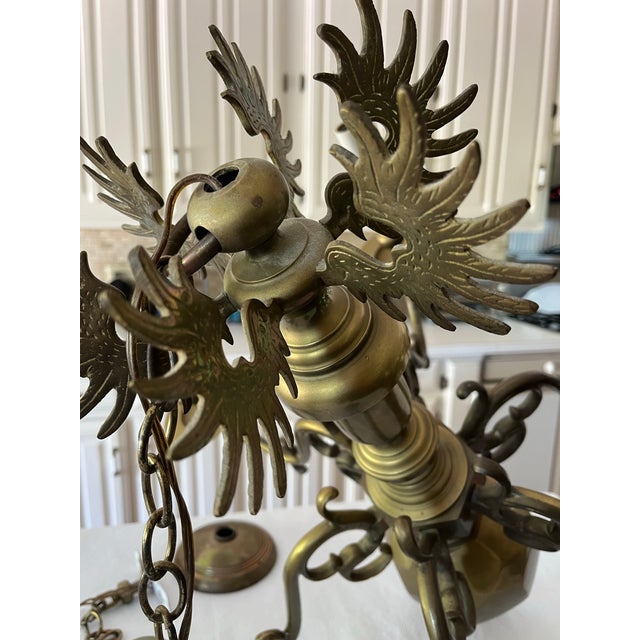1970s Vintage 1972 Chapman Solid Brass Chandelier | Hollywood Regency or Dutch Colonial Style. For Sale - Image 5 of 12