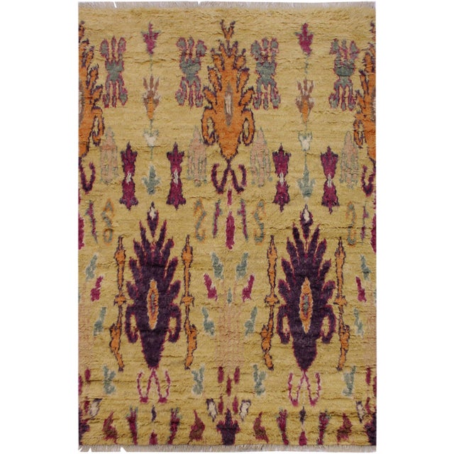 1990s 1990s Vintage Moroccan Lt. Gold Wool Rug - 5′1″ × 7′6″ For Sale