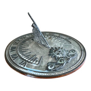 Vintage English Country Iron Garden Sundial With Sun- Outdoor Estate Decor For Sale