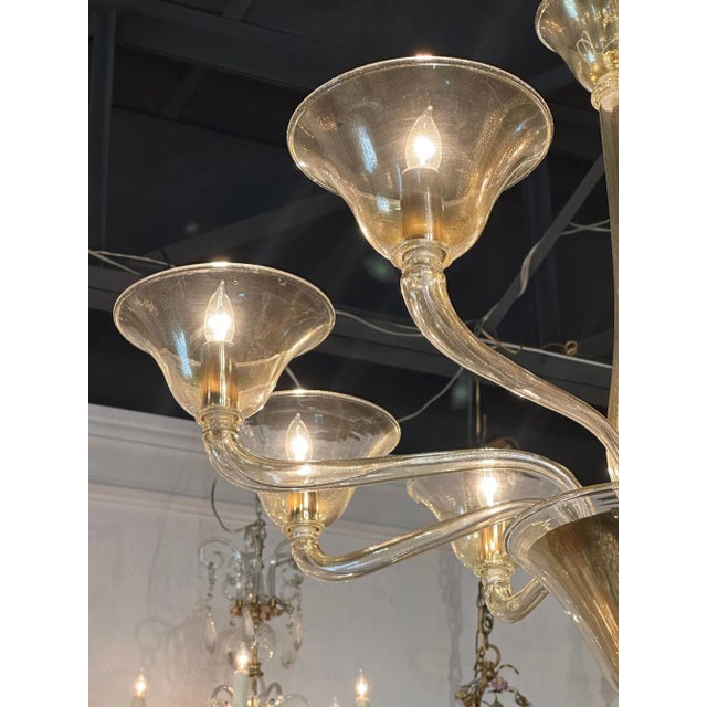 2000 - 2009 Murano Gold 8 Arm Chandelier For Sale - Image 5 of 10