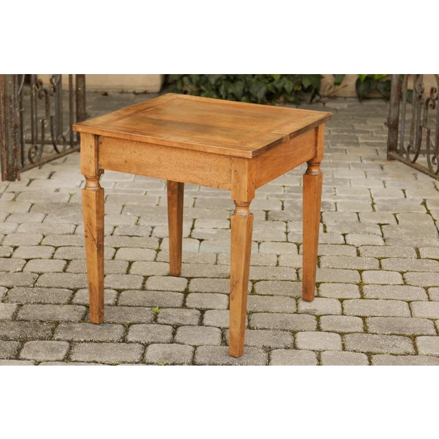 Italian 1820s Neoclassical Walnut Side Table with Large Banding and Tapered Legs For Sale - Image 12 of 12