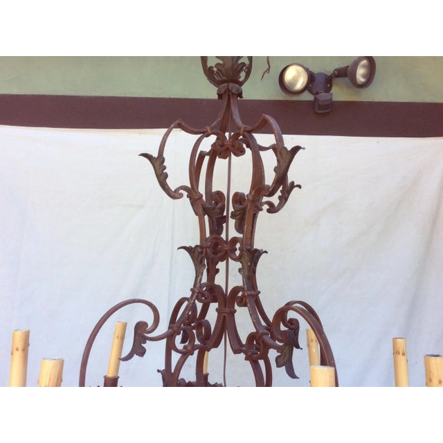 Metal Vintage Scrolling Iron Chandelier For Sale - Image 7 of 11