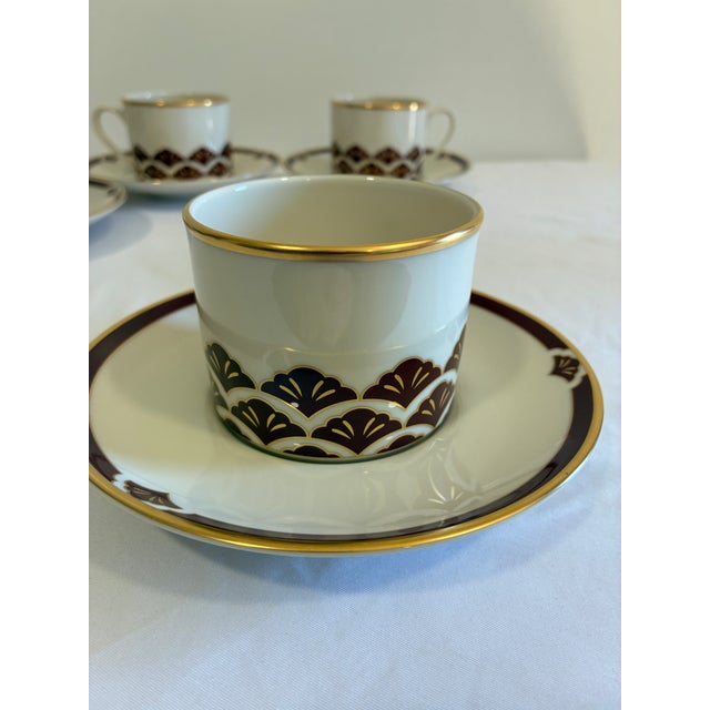 Pickard China Vintage Pickard Ensemble Burgundy Gold Cups & Saucers - 8 pcs For Sale - Image 4 of 11