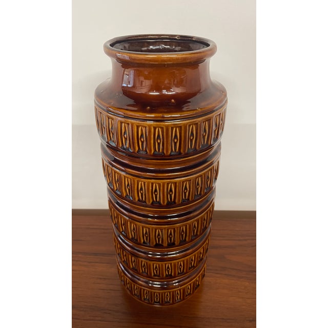 Large Sculptural Brown Glazed Ceramic Vase from Scheurich, West Germany, 1960s For Sale - Image 11 of 12