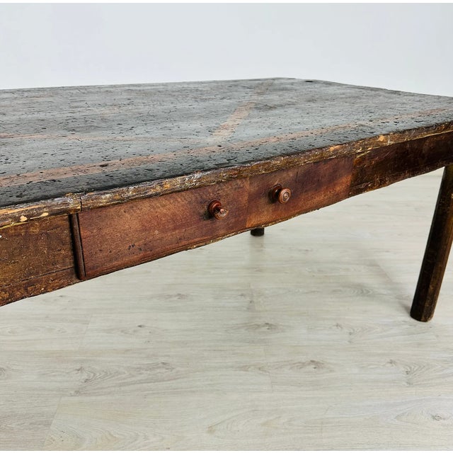 Brown 18th Century Italian Rustic Farmhouse Table With Geometric Inlaid Top For Sale - Image 8 of 8