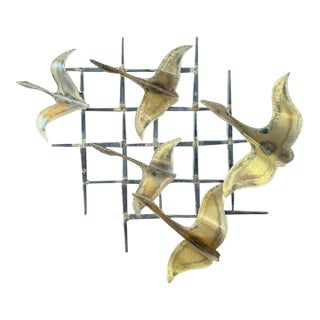 1970s Vintage Brass 3d Wall Art - Mid-Century Modern Bird Sculpture For Sale