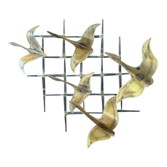 1970s Vintage Brass 3d Wall Art - Mid-Century Modern Bird Sculpture For Sale
