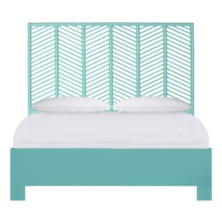 Liam Platform Bed Queen - Turquoise For Sale