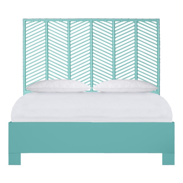 Liam Platform Bed Queen - Turquoise For Sale