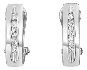 Channel Set Diamond Earrings .50cttw 14K White Gold, 2 Pieces