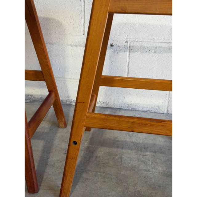 Vamdrup Stolefabrik Teak and Leather Bar Stools Set of 2 Danish Mid-Century Modern 1970s For Sale - Image 10 of 10