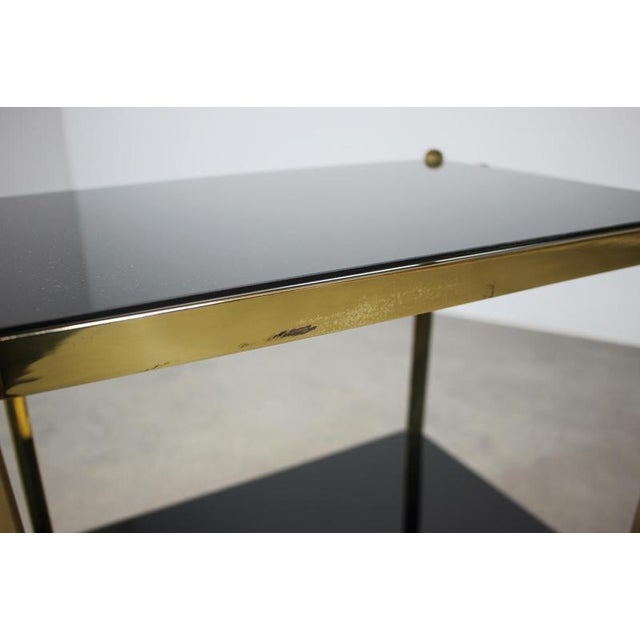 Black Mid-Century Brass Serving Trolley with Black Glass, Germany, 1970s For Sale - Image 8 of 11