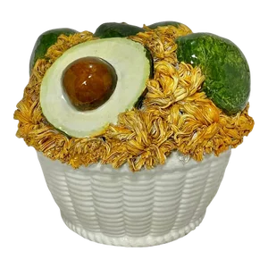 1950s Italian Avocado Ceramic Majolica Sculpture
