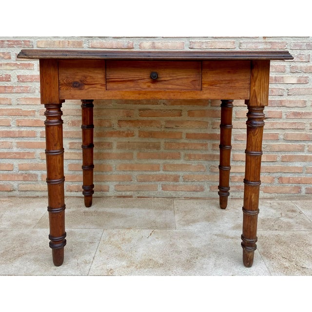 Early 20th Century French Oak Worktable with One Drawer, 1920s For Sale - Image 9 of 18