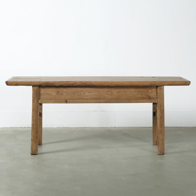 Wood Vintage Console Table With Three Drawers – Weathered Wood For Sale - Image 7 of 7