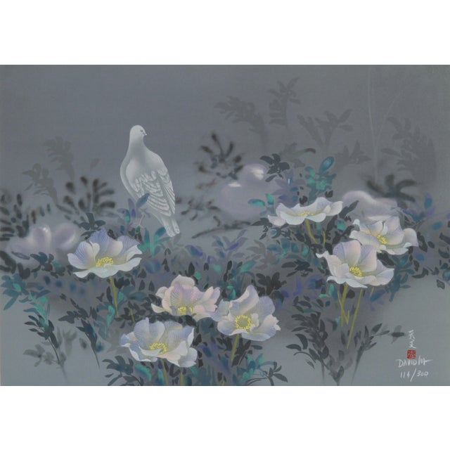 Modern David Lee, White Bird and Flowers (12), Lithograph For Sale - Image 3 of 3