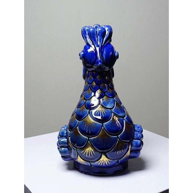 Glazed Ceramic Rooster Candlesticks by A.G Roger, 1940s, Set of 2 For Sale - Image 16 of 18