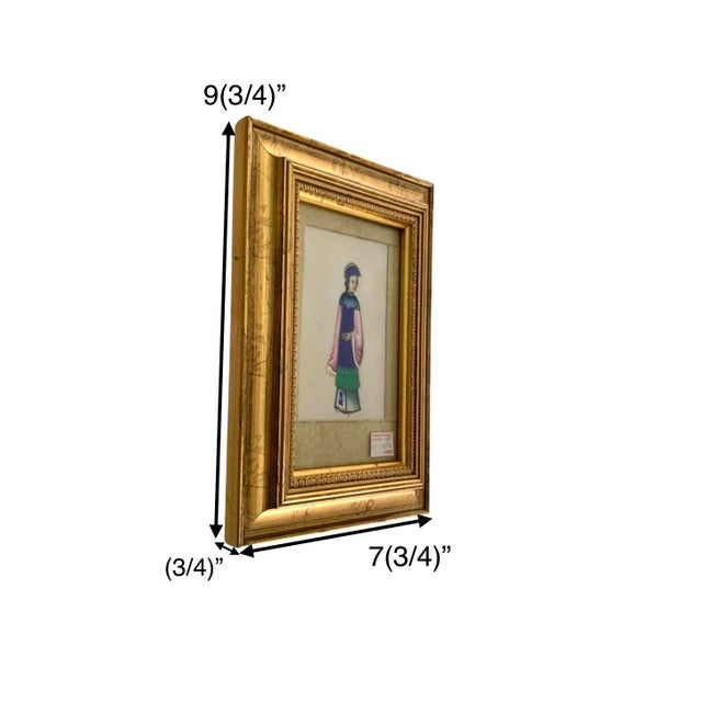 The product is an antique 19th-century Chinese export painting featuring a female figure, housed in a gilt frame. This...