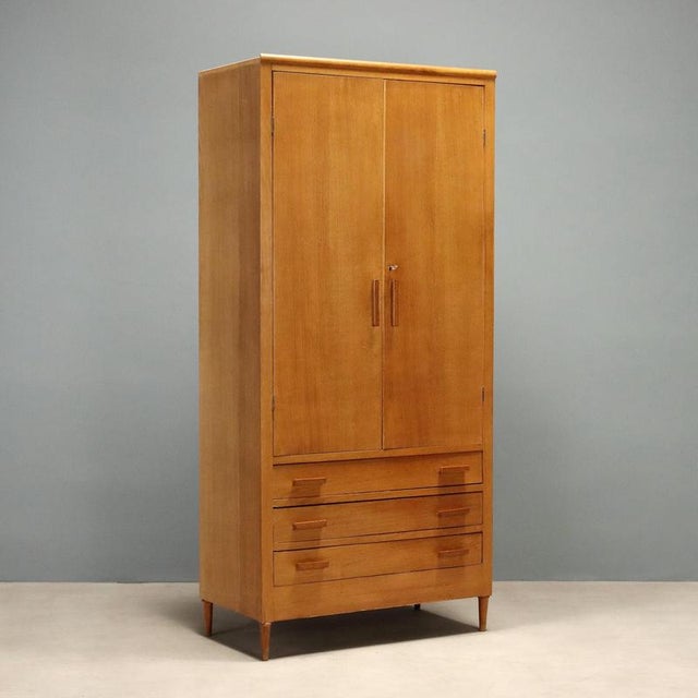 Vintage Oak Wardrobe with Drawers and Hinged Doors, 1960s For Sale - Image 12 of 12
