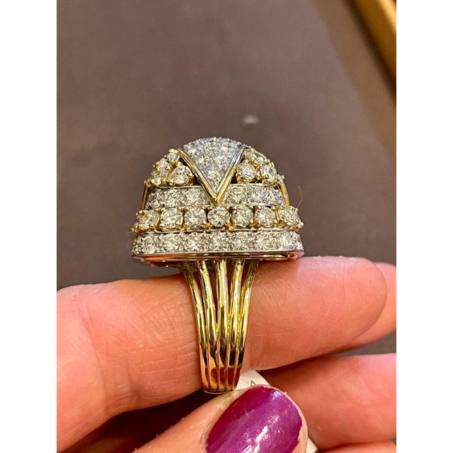 9 Carat Diamonds VS Quality Dome Shape Cocktail Platinum and Gold Ring Estate For Sale - Image 13 of 18