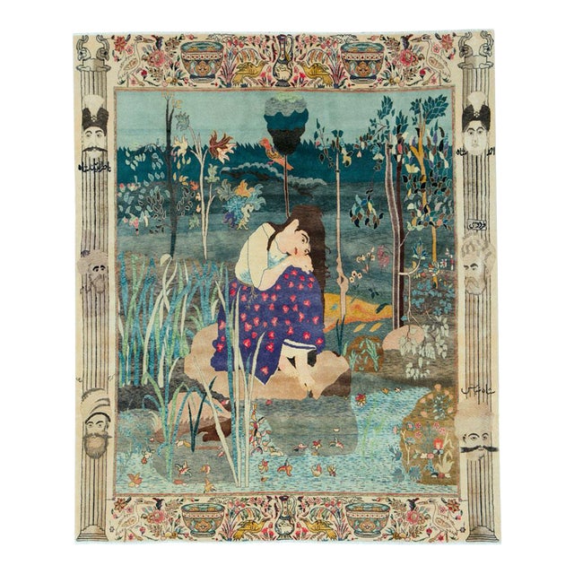 Galerie Shabab Collection Early 20th Century Persian Tabriz Pictorial Rug For Sale