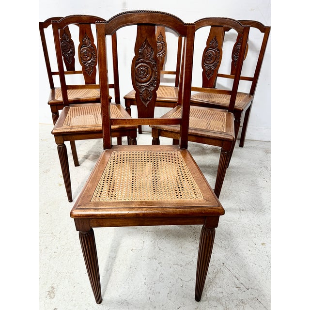 Art Deco Table and Chairs in Walnut, 1930s, Set of 7 For Sale - Image 12 of 18