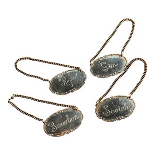 Antique Sterling Silver Bar Tags - Set of 4 For Sale