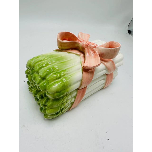 Asparagus Vintage Ceramic Asparagus Box With Bow For Sale - Image 8 of 8