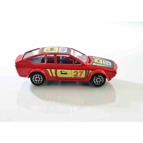 A vintage die-cast metal model by the esteemed french manufacturer solido, representing the alfa romeo alfetta gtvin...