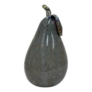 Circa 2002 Lucy Chamberlain Glass Pear With Silver Glass Stem For Sale