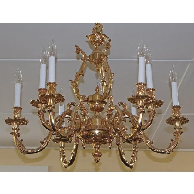 Mid 20th Century Italian Gilt Bronze Baroque / Rococo Style 10 Light Chandelier For Sale - Image 11 of 17