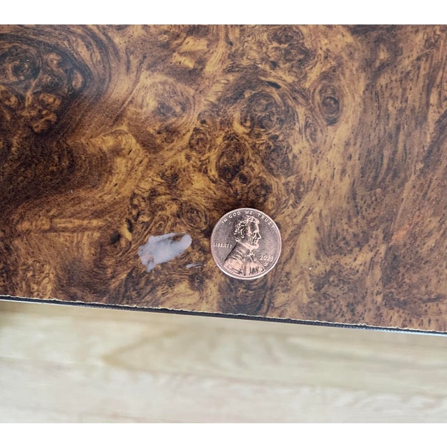 1970s Burlwood Veneer and Brass Coffee Table in the Style of Milo Baughman For Sale - Image 10 of 12