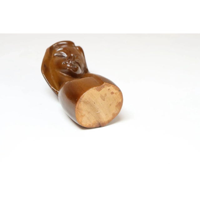 1970s Vintage Petite Mabini Figural Female Bust Sculpture in Monkeypod For Sale - Image 5 of 12