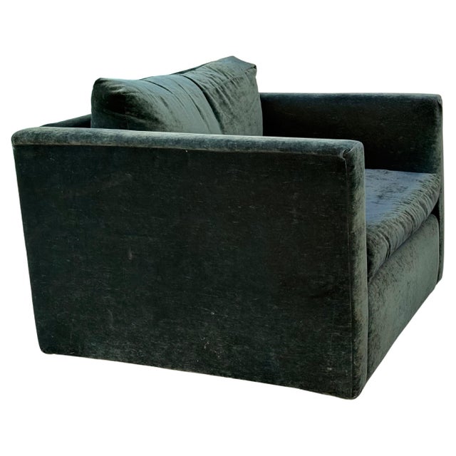 Milo Baughman Milo Baughman for Thayer Coggin Attributed Cube Chair in Green Mohair, 1970s For Sale - Image 4 of 6